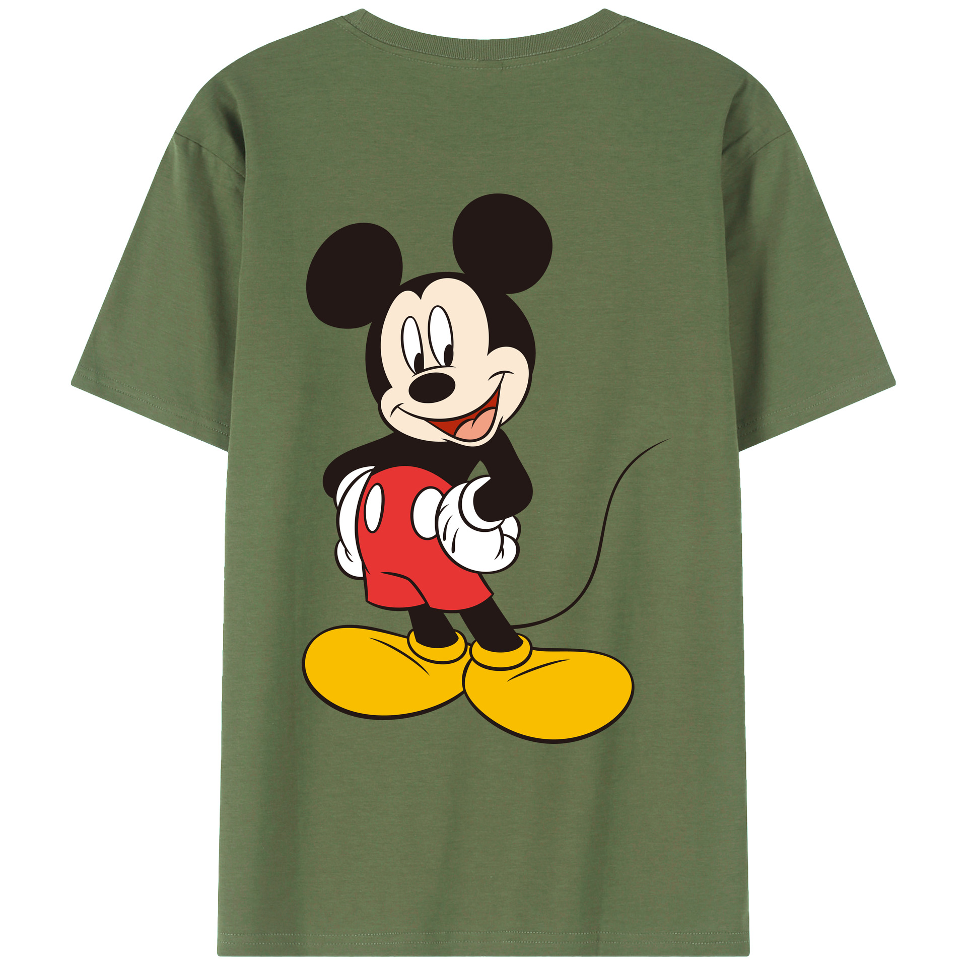 ミッキーマウス Mickey Mouse 綿100％ メンズ半袖Tシャツ（バックプリント） 通気性